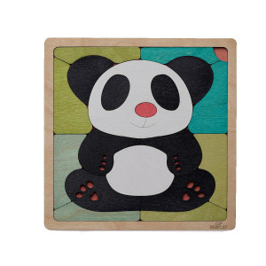 Pink Nosed Panda Wooden Puzzle 19 Pieces Jigsaw Puzzle Endangered Animals For Kids 3 Years And Above