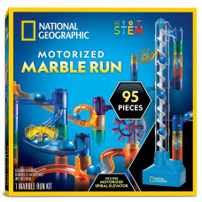 National Geographic Marble Run With Motorized Elevator 95Piece Marble Maze Kit With Motorized Spiral Lift 20 Marbles Storag