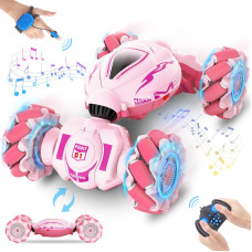 Fosgoit Pink Rc Car Toys For Girls Aged 612 Gesture Sensing Rc Stunt Car With Lights Music For Girls Birthday Xmas Gifts 24G