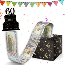 Wenmthg Happy 60Th Birthday Money Box For Cash Gift Pull 60Th Birthday Gifts For Boys Girls 60Th Birthday Surprise Gift Box