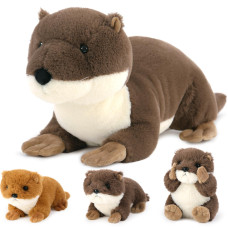 Beniny 4Pcs Otter Stuffed Animal Set 24 Inch Mommy Otter Plush With 3 Cute Babies Lifelike And Cuddly River Otter Plush Toy