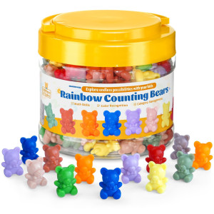 Xinhuidalsq Rainbow Counting Bears Set Of 200 10 Colors Sorting Teddy Plastic Bears Math Manipulatives For Toddlers 1 Inch Bea