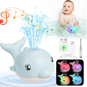 2024 Upgraded Bath Toys Rechargeable Baby Bath Toys Dolphin Spray Water Light Up Musical Toys 612 1218 Months Sprinkler Wat