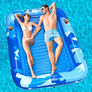 Sebor Larger Inflatable Tanning Pool Lounger Float 76 X 47 Thicken Suntan Tub Pool Floats With Removable Backrest Cuphold