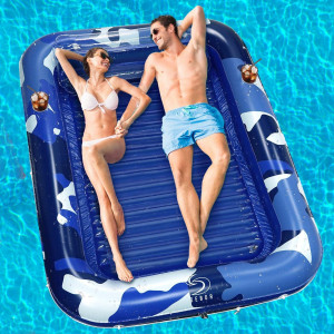 Sebor Larger Inflatable Tanning Pool Lounger Float 76 X 47 Thicken Suntan Tub Pool Floats With Removable Backrest Cuphold