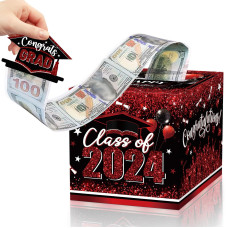 Graduation Money Box For Cash Gift Pull Black Red Money Pull Box Gift 2024 Grad Suprise Funny Graduation Party Gift Pull Money