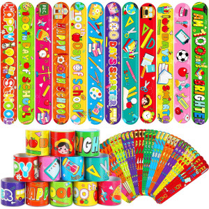 Junebrushs 56Pcs Kindergarten Graduation Slap Bracelets Colorful Congrats Grad Bracelets Wristbands Kindergarten Graduation Gif