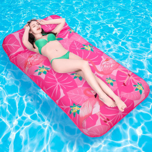 Ivenrxiu Pool Floats Adult 74 X 37 Oversized Inflatable Pool Floats Tanning Pool With Headrest Fabric Covered Pool Lounger