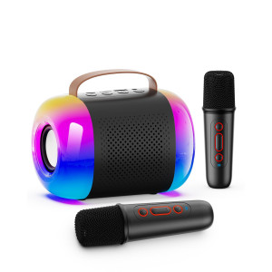 Mini Karaoke Machine For Kids And Adults Portable Bluetooth Speaker With 2 Wireless Microphones And Led Colorful Lights Suitabl