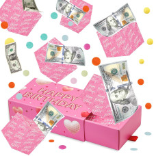 Wenmthg Happy Birthday Surprise Gift Box Explosion For Money Money Gift Box Explosion With Confetti Pop Out Folding Bounce E