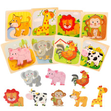 Wooden Puzzles For Toddlers 24 8 Pack Animal Puzzles For 13 Years Boys Girls Montessori Educational Toy For Ages 14 Baby L