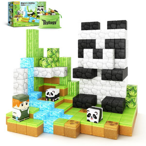 Magnetic Blocks-Build Mine Magnet World Panda Edition, Magnetic Tiles Building Blocks For Boys & Girls Age 3-5 4-8 5-7, Kids Stem Sensory Learning Outdoor Toys For 3+ Years Old Girls Boys Gifts