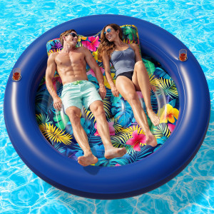 Jambo Tanning Pool Lounger Huge Round 76 X 76 Pool Float Inflatable Sun Tanning Pool Float Tanning Chair Pool Floats Adult