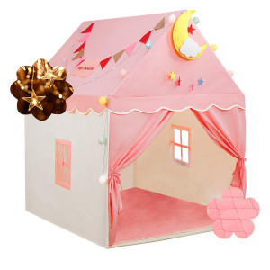 Kid Tent With Padded Mat, Star Lights - Kids Play Tents For Toddlers Kids Tents Indoor Playhouse - Princess Tent For Girls Toy House Gift - Pink, 47X40X51