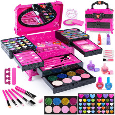 Kids Makeup Kit For Girl Washable Girl Makeup Kits 66Pcs Pretend Makeup Kit Real Girl Makeup Sets For Toddler Kid Children Ch