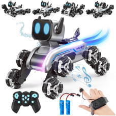 Wurycia Remote Control Robot Dog Toy For Kids 24Ghz 8Wd Gesture Sensing Stunt Rc Cars With Music Light Children Birthday Gift