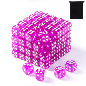 100Pcs Colored Dice Set Standard 16Mm Game Dice Bulk With A Black Drawstring Storage Bag For Math Learning Dice For Classroom