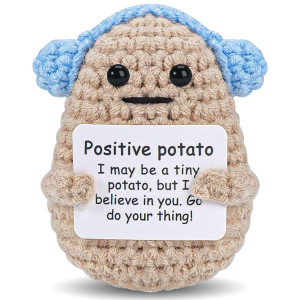 Jelutar Mini Funny Positive Potato 3 Inch Knitted Doll With Positive Card For Cheer Up Gifts And Party Decorations Cute Positi