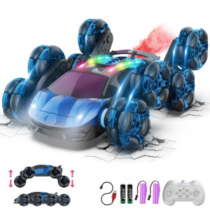 Osimily 8Wd Remote Control Car 24Ghz Gesture Sensing Rc Stunt Car Cool Spray Rotation Rc Car With Lights And Music All Terrain