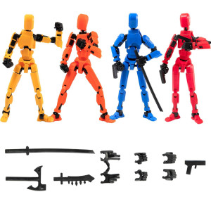 4Pack Assembled Titan T13 Action Figures Set Lucky Dummy Nova 13 Action Figure Robot Anime Stick Figures Fidget Toys For Boys