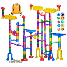 Meland Marble Run 132Pcs Marble Maze Game Building Toy For Kid Marble Track Race Set Stem Learning Toys For Boy Girl Age 3