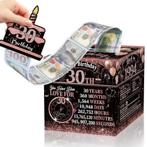 30Th Birthday Money Pull Box Birthday Gifts For Women Black Pink Happy Birthday Money Box Back In 1994 Money Gift Boxes For C