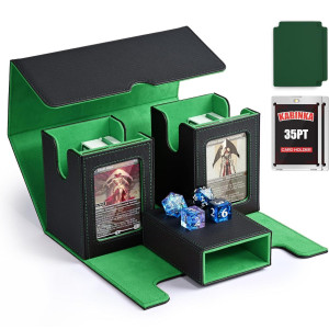 Kabinka Mtg Deck Box With 2 Commander Display Windows Removable Card Storage Box With Dice Tray Holds 420 Unsleeved Cards Magne