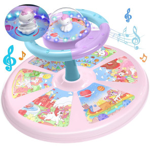 Perryhome Unicorn Twist Sit And Spin Toys For Toddlers 18+ Months, 360° Spin Twister Twist With 4 Game Modes Led Light And Built-In Bgm