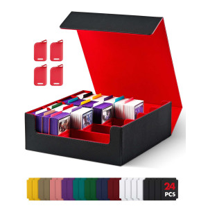 Uaono Card Storage Box For Trading Cards 2400 Mtg Commander Deck Box With 24Pcs Colorful Divider Card Case Fits For Magic Tcg