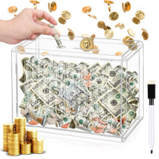 Clear Money Box Money Bank Countdown Money Saving Box With 10000 Dollars Target Cash Box With Money Target And Numbers To Chec