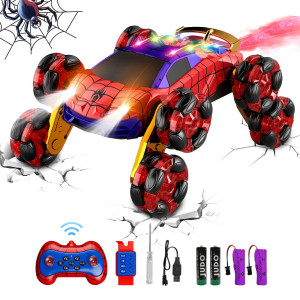 Terucle 8Wd Remote Control Car 24Ghz Rc Cars With Spray Cool Light Kids Toys Electroplating Process Transform Drift Climbin