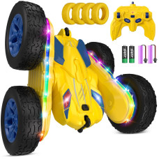 Remote Control Car Rc Cars With Sides Light Strip And Headlights Double Sided 360 Flips Rotating Rc Stunt Car 24Ghz All Terrain