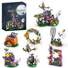 Halloween Haunted House Village Building Set For Kids Halloween Toys Ghost Pumpkin Building Kit For Kids Party Favors For Goodi