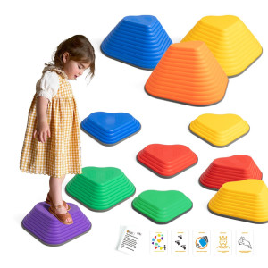 Gentle Monster Stepping Stones For Kids 6/8/11 Pcs Toddler Toys Indoor And Outdoor Balance Blocks, Coordination, Balance, Strength Skills Sensory Toys For Toddlers Ages 3 4 5 6 7 Years (11Pcs Heart)