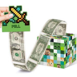 Gaming Birthday Money Box Gift Pull Surprise Money Box For Cash Gift Set Fun Birthday Gifts For Kids Boys Girls Pixel Game Lo