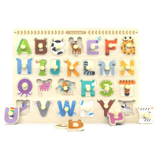 Wooden Peg Puzzles For Toddlers Alphabet Learning Toys Baby Puzzles Alphabet Board For Kids Preschool Knob Puzzle For Boys Gi