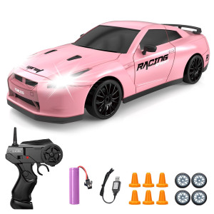 Yuan Plan Rc Drift Car 124 Pink Remote Control Car For Girls 24Ghz 4Wd Drifting Rc Cars With Led Light High Speed Rc Car Wi