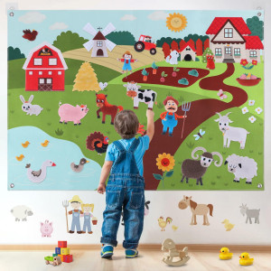 Homemall Farm Animals Felt Board 35 Ft Farmhouse Themed Felt Board For Toddlers Preschool Early Learning Toy Interactive Sto