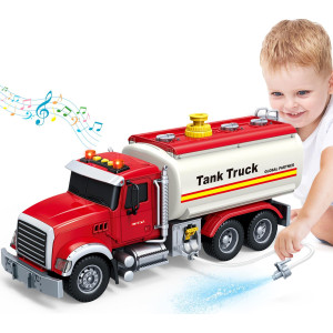 Springflower Toy Truck, Boy Toy For 3 4 5 6 Year Old Boys, Oil Tanker Truck Toy With Sound Light And Water Spray Function, Christmas Birthday Gifts For For Boys & Girls