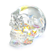 Ornalrist K9 Crystal Ab Colorful Skull Figurines Halloween Day Of The Dead Decor Glass Skull Gifts For Skull Lover Men Witchy St