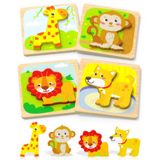 Tonberless Wooden Puzzles Toddler Toys For 1 2 3 Year Old Boy Girl 4 Packs Animal Toddler Puzzles Preschool Educational Learnin