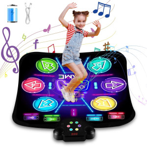 Cxwlmat 2025 Upgraded Kids Dance Mat For 3 4 5 6 7 8+ Year Old, Rechargeable Light Up Girls Dance Mats With Large Capacity Battery, Music Bluetooth Dancemat Kids Toys