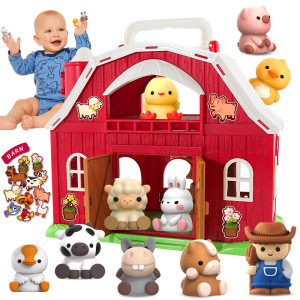 Toddler Toys For 1 2 3 Years Old Boys And Girls, Big Barn Toy With Farm Animal, Toddler Educational Montessori Toys, Farm Pretend Playset Toy, Christmas Birthday Gift For Toddler Baby Boys Girls