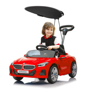 Voupou Push Rideon Car For Toddlers 13 Licensed Bmw Z4 Toddler Push Car With Canopy Adjustable Push Rod Horn Music Silent Whe